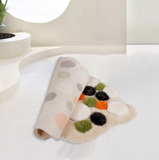 Creamy Thicked Shaped Fleece Flocked Entryway Doormat Rugs Kitchen Bathroom Anti-slip Mats - Image 3