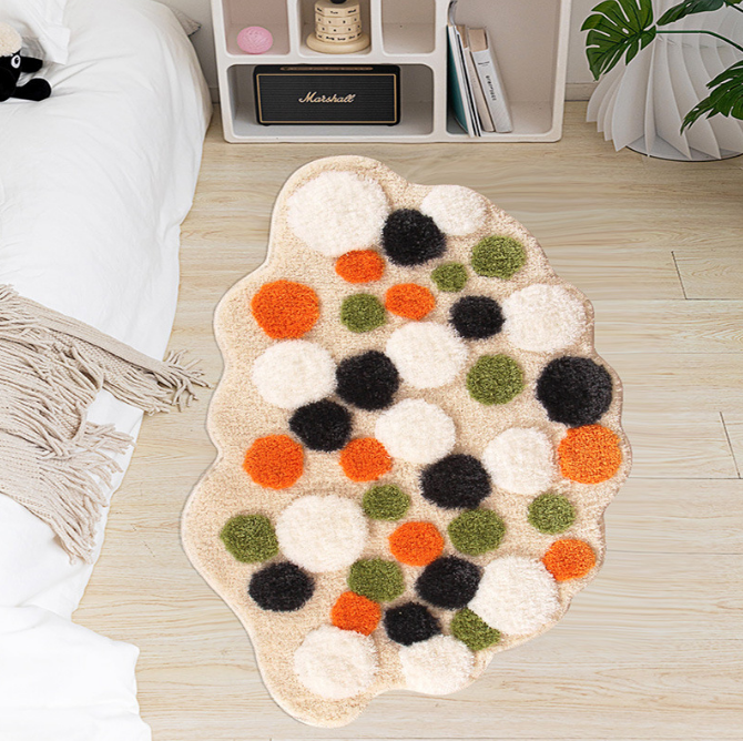 Creamy Thicked Shaped Fleece Flocked Entryway Doormat Rugs Kitchen Bathroom Anti-slip Mats - Image 2