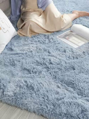 Lake Blue Color Modern Plain Rug Bedroom Living Room Sofa Rug Soft Plush Shaggy Rugs