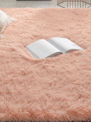 Orange-pink Color Modern Plain Rug Bedroom Living Room Sofa Rug Soft Plush Shaggy Rugs