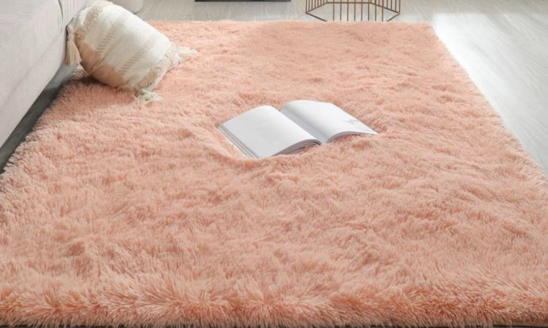 Orange-pink Color Modern Plain Rug Bedroom Living Room Sofa Rug Soft Plush Shaggy Rugs