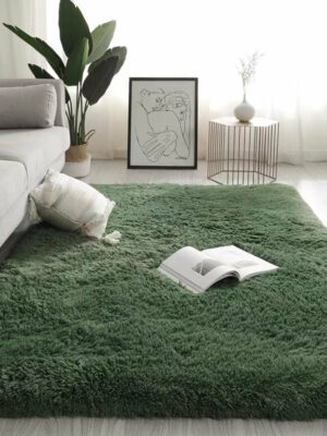 Dark-Green Color Modern Plain Rug Bedroom Living Room Sofa Rug Soft Plush Shaggy Rugs