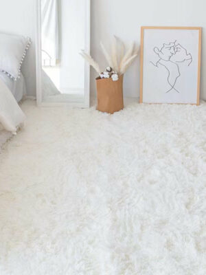 Pure White Color Modern Plain Rug Bedroom Living Room Sofa Rug Soft Plush Shaggy Rugs
