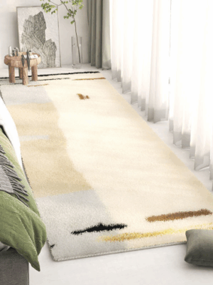 Creamy Colors Living Room Shaggy Rug Light Luxury Lambswool Bedroom Sofa Coffee Table Rug Floating Window Mat