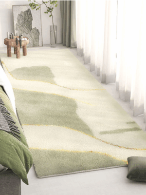 Green Living Room Shaggy Rug Light Luxury Lambswool Bedroom Sofa Coffee Table Rug Floating Window Mat 02
