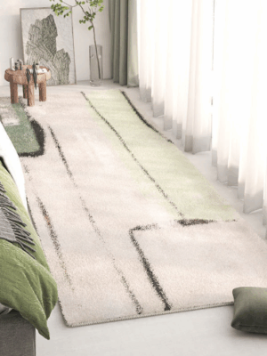 Green Living Room Shaggy Rug Light Luxury Lambswool Bedroom Sofa Coffee Table Rug Floating Window Mat 03