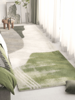 Green Living Room Shaggy Rug Light Luxury Lambswool Bedroom Sofa Coffee Table Rug Floating Window Mat 04