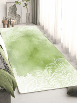Green Living Room Shaggy Rug Light Luxury Lambswool Bedroom Sofa Coffee Table Rug Floating Window Mat 05