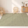 Linen Patterned Dark Green Modern Minimalist Living Room Rug Bedroom Sofa Coffee Table Rug 01