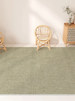 Linen Patterned Dark Green Modern Minimalist Living Room Rug Bedroom Sofa Coffee Table Rug 01