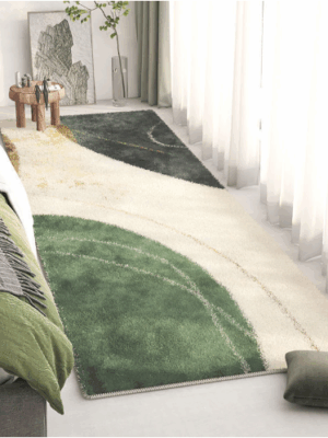 Green Living Room Shaggy Rug Light Luxury Lambswool Bedroom Sofa Coffee Table Rug Floating Window Mat 06