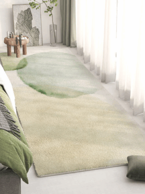 Green Living Room Shaggy Rug Light Luxury Lambswool Bedroom Sofa Coffee Table Rug Floating Window Mat 07