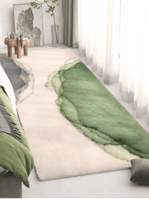 Green Living Room Shaggy Rug Light Luxury Lambswool Bedroom Sofa Coffee Table Rug Floating Window Mat 12