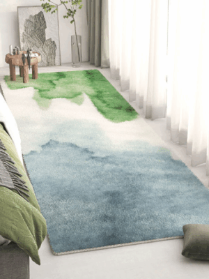 Green Living Room Shaggy Rug Light Luxury Lambswool Bedroom Sofa Coffee Table Rug Floating Window Mat 13