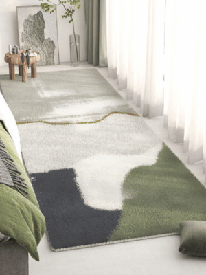 Green Living Room Shaggy Rug Light Luxury Lambswool Bedroom Sofa Coffee Table Rug Floating Window Mat 14
