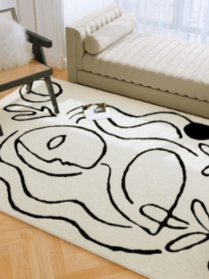 Black and white line Picasso faux cashmere carpet Living room home carpet Bedroom plush bedside carpet