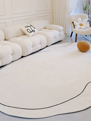 Black and white line irregular faux cashmere carpet Living room home carpet Bedroom plush bedside carpet