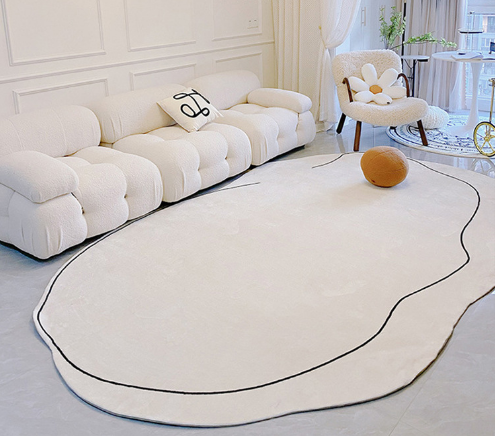 Black and white line irregular faux cashmere carpet Living room home carpet Bedroom plush bedside carpet