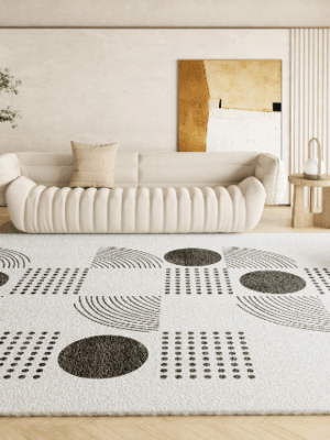 Black and white line faux cashmere carpet Living room home carpet Bedroom plush bedside carpet