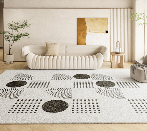 Black and white line faux cashmere carpet Living room home carpet Bedroom plush bedside carpet