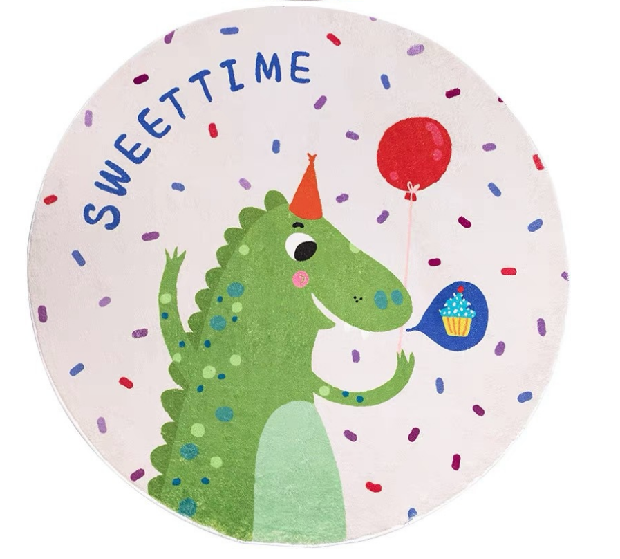 Cute Animals Round Faux Cashmere Rugs For Living Room Bedroom Rug Bedside Rug Children's Room