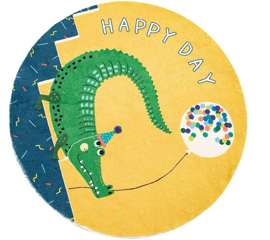 Cute Animals Round Faux Cashmere Rugs For Living Room Bedroom Rug Bedside Rug Children's Room - Image 2