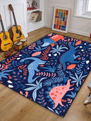 Colorful Dinosaur Happy Land Floor Mats For Bedroom Children's Room Sofa Mat Easy Care Floor Mats