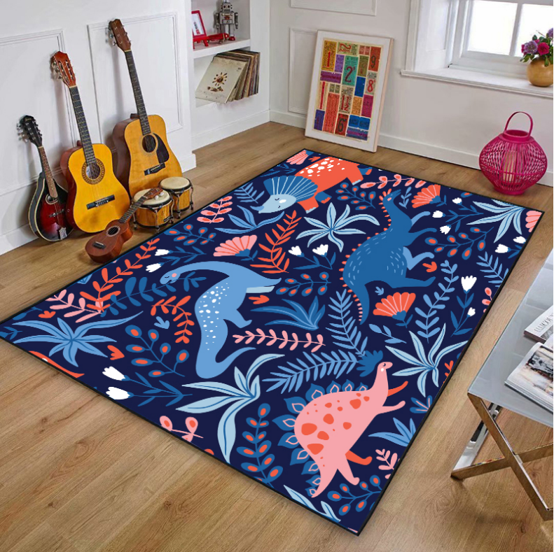 Colorful Dinosaur Happy Land Floor Mats For Bedroom Children's Room Sofa Mat Easy Care Floor Mats