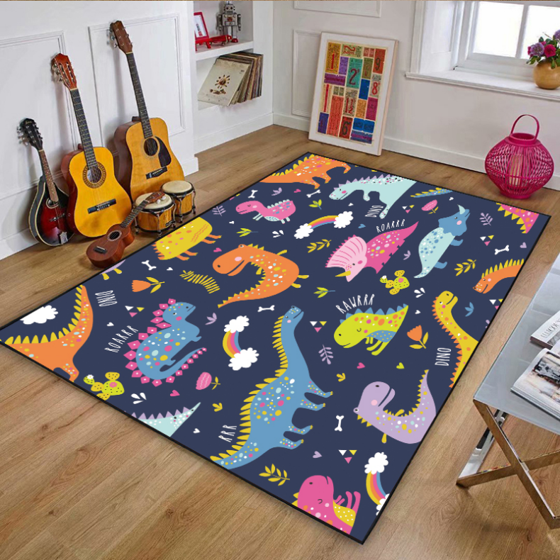 Colorful Dinosaur Happy Land Floor Mats For Bedroom Children's Room Sofa Mat Easy Care Floor Mats - Image 2