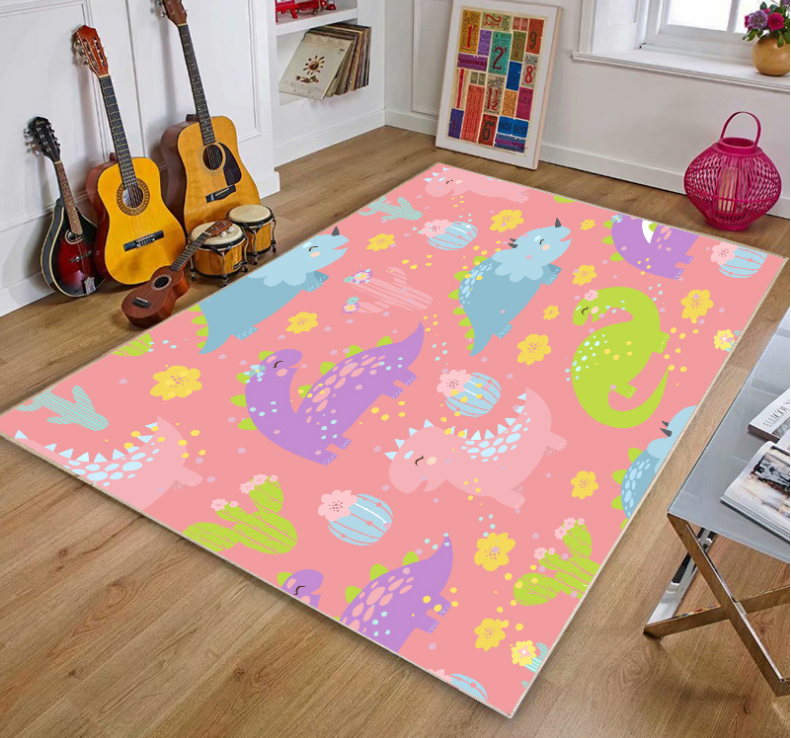 Colorful Dinosaur Happy Land Floor Mats For Bedroom Children's Room Sofa Mat Easy Care Floor Mats - Image 3