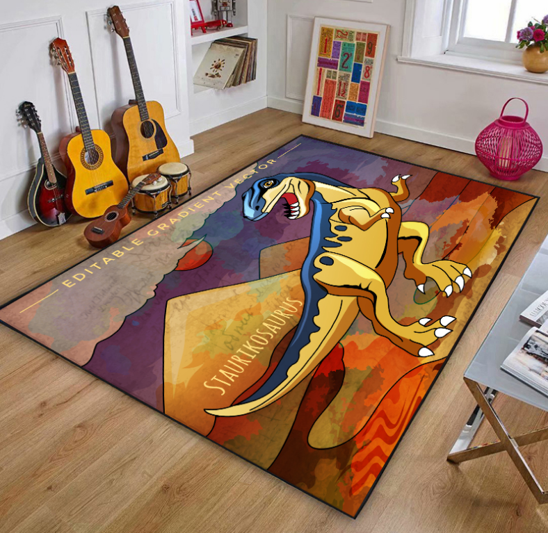 Dinosaur Happy Land Floor Mats For Bedroom Children's Room Sofa Mat Easy Care Floor Mats