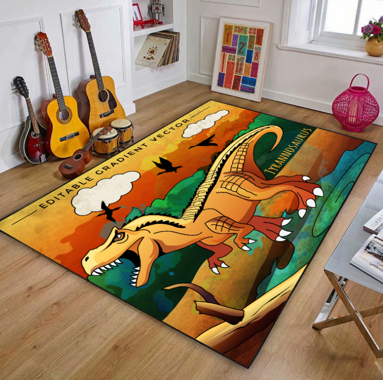 Dinosaur Happy Land Floor Mats For Bedroom Children's Room Sofa Mat Easy Care Floor Mats - Image 2