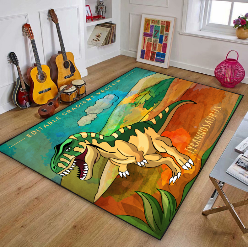 Dinosaur Happy Land Floor Mats For Bedroom Children's Room Sofa Mat Easy Care Floor Mats - Image 3