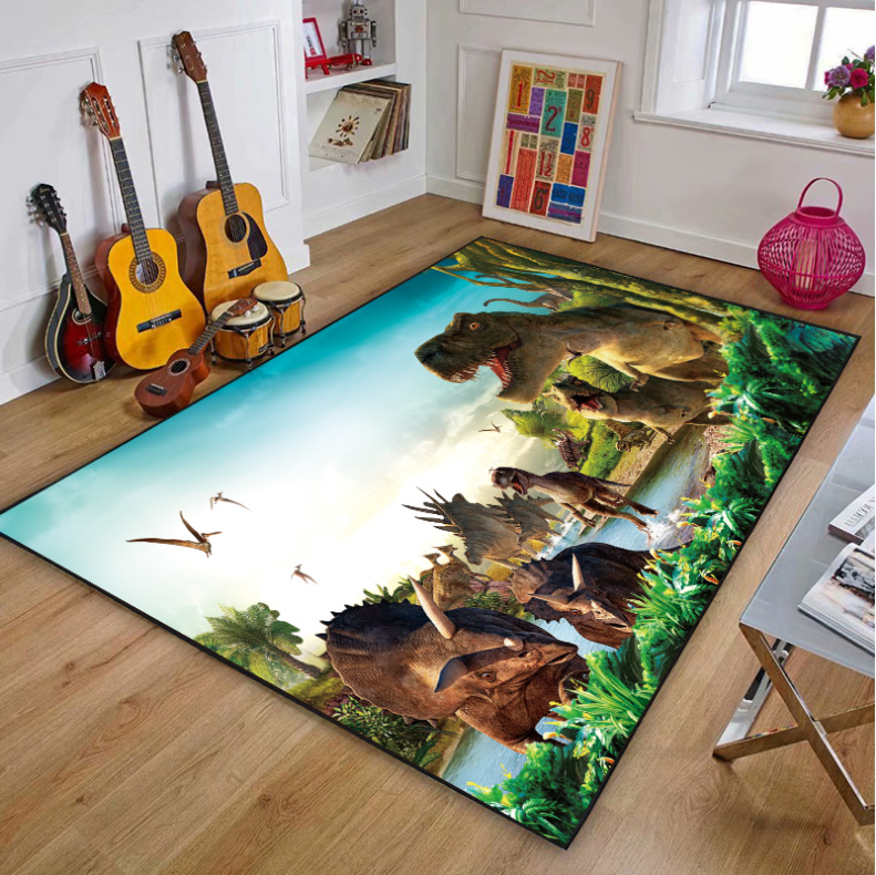 Dinosaur Happy Land Floor Mats For Bedroom Children's Room Sofa Mat Easy Care Floor Mats - Image 5