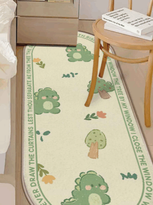 Green Cute Cartoon Dinosaur Faux Cashmere Children's Carpet Living Room Home Room Bedroom Carpets