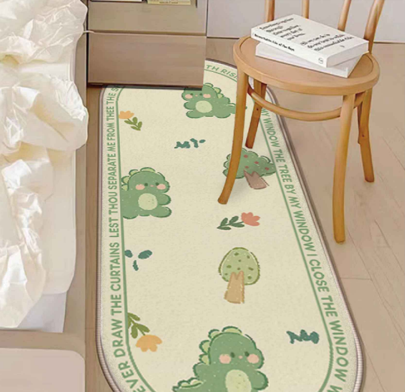 Green Cute Cartoon Dinosaur Faux Cashmere Children's Carpet Living Room Home Room Bedroom Carpets