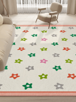 Lovely Simple Pattern Faux Cashmere Rugs For Living Room Bedroom Bedside Rugs Anti-slip Foot Mats