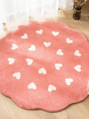 Cute Flower Pattern Faux Cashmere Rugs For Living Room Bedroom Bedside Rugs Anti-slip Foot Mats