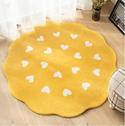 Cute Flower Pattern Faux Cashmere Rugs For Living Room Bedroom Bedside Rugs Anti-slip Foot Mats - Image 2