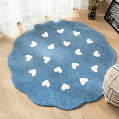 Cute Flower Pattern Faux Cashmere Rugs For Living Room Bedroom Bedside Rugs Anti-slip Foot Mats - Image 3