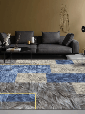 Imitation Animal Fur Geometric Patterns Creative Carpets For Dining Room Bedroom