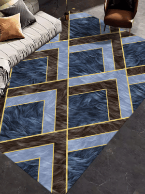Imitation Animal Fur Geometric Patterns Creative Carpets For Dining Room Bedroom