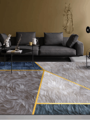 Imitation Animal Fur Geometric Patterns Creative Carpets For Dining Room Bedroom