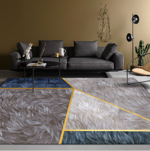 Imitation Animal Fur Geometric Patterns Creative Carpets For Dining Room Bedroom