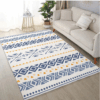 Persian-style Geometric Pattern Faux Cashmere Rugs For Living Room Bedroom Bedside Rugs Anti-slip Foot Mats