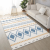 Persian-style Geometric Pattern Faux Cashmere Rugs For Living Room Bedroom Bedside Rugs Anti-slip Foot Mats