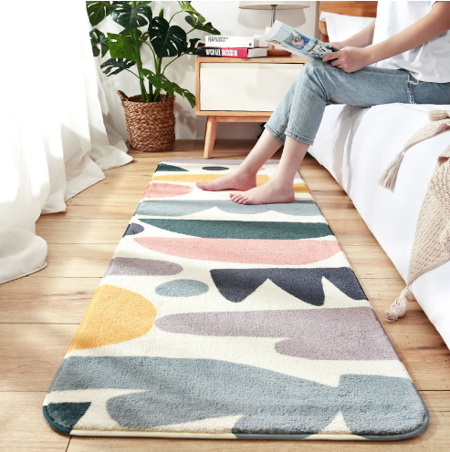 Cute Living Room Shaggy Rug Light Luxury Lambswool Bedroom Sofa Coffee Table Rug Floating Window Mat 05