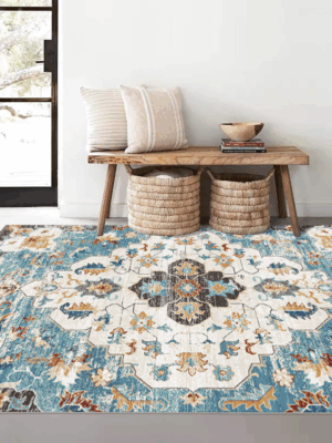 Vintage Pattern Faux Cashmere Rugs For Living Room Bedroom Bedside Rugs Anti-slip Foot Mats 03