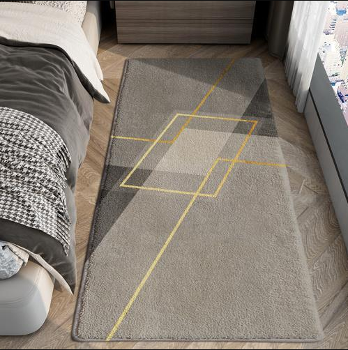 Vintage Minimalist Pattern Living Room Shaggy Rug Light Luxury Lambswool Bedroom Sofa Coffee Table Rug Floating Window Mat 09