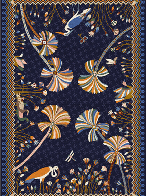 Vintage Deep Blue Flowers Faux Cashmere Rugs For Living Room Bedroom Bedside Rugs Anti-slip Foot Mats